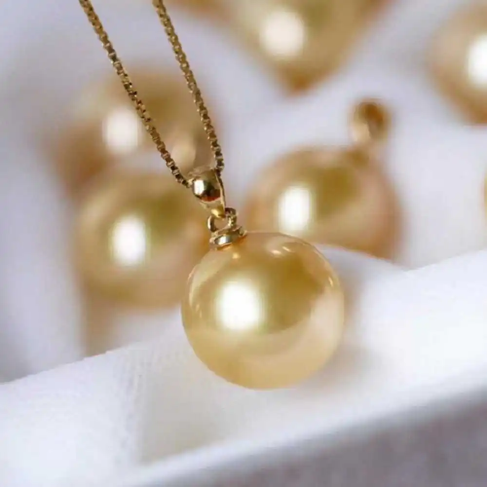 

16MM Fashion Golden Shell Pearl Pendant Necklace+Chain 18inch Fashion Hook Party Wedding Mother's Day New Year Ear stud