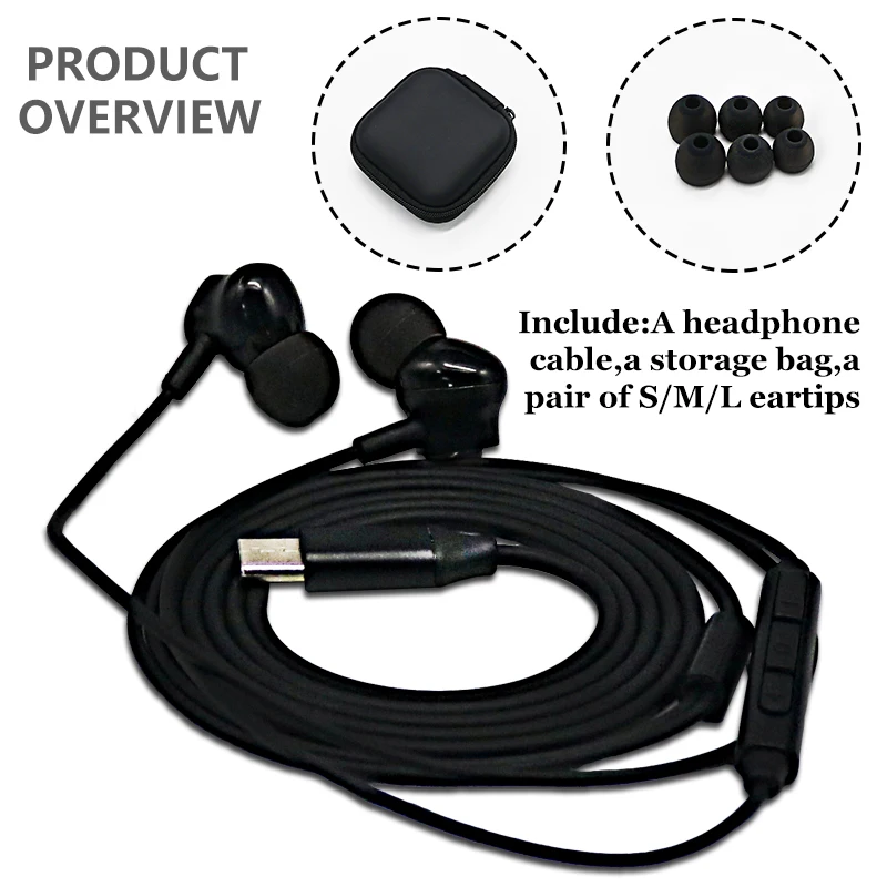 Fit IP15 Digital 32bits TYPE-C Three Button Microphone Earphone TPE Audio Cable Headphone with Soft Cord Oxygen-Free Copper Wire