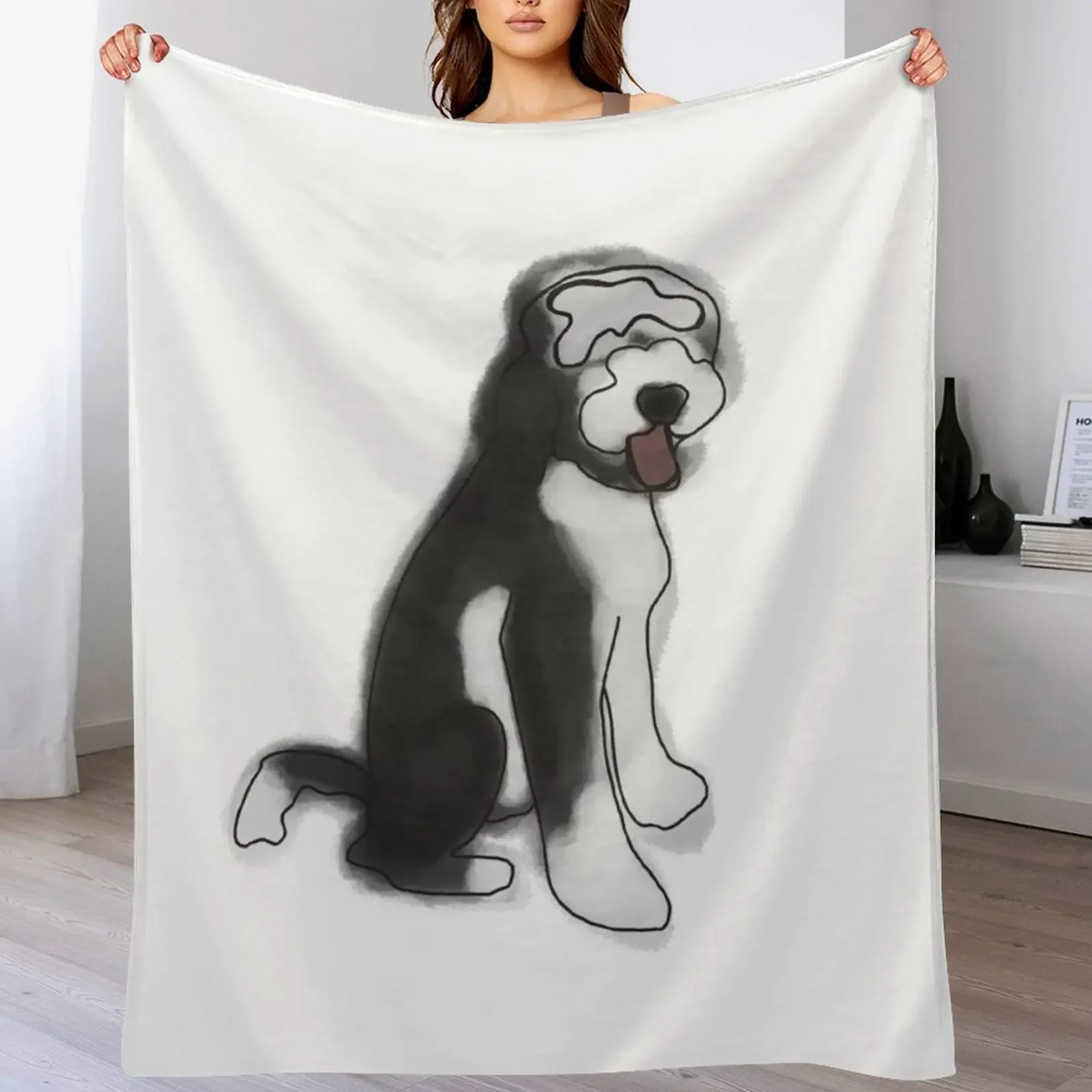 

Water Color Sheepadoodle Throw Blanket Cozy Sofa Blanket for TV Watching Napping