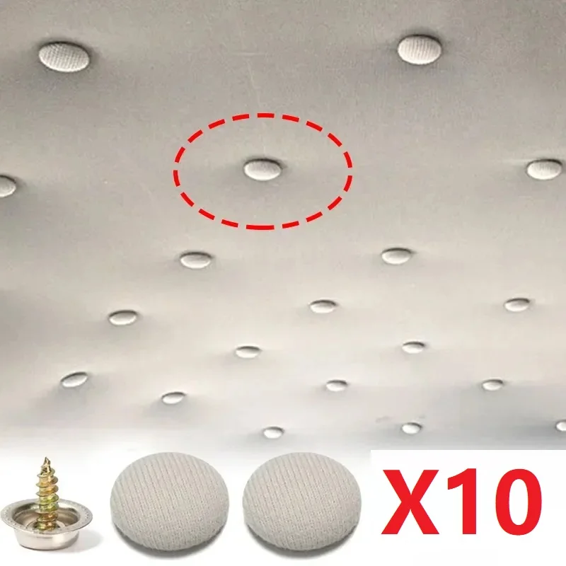 10PCS Car Interior Roof Fixing Buckles Screw Set Headliner Cloth Fabric Rivets Retainer Buckle Fastener Auto Accessories