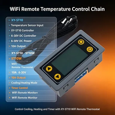 DIY Sankai store ST10W XY-ST10 WiFi Thermostat Module 10A 6-30V, Cooling/Heating, Timer Switch & Temp Meter