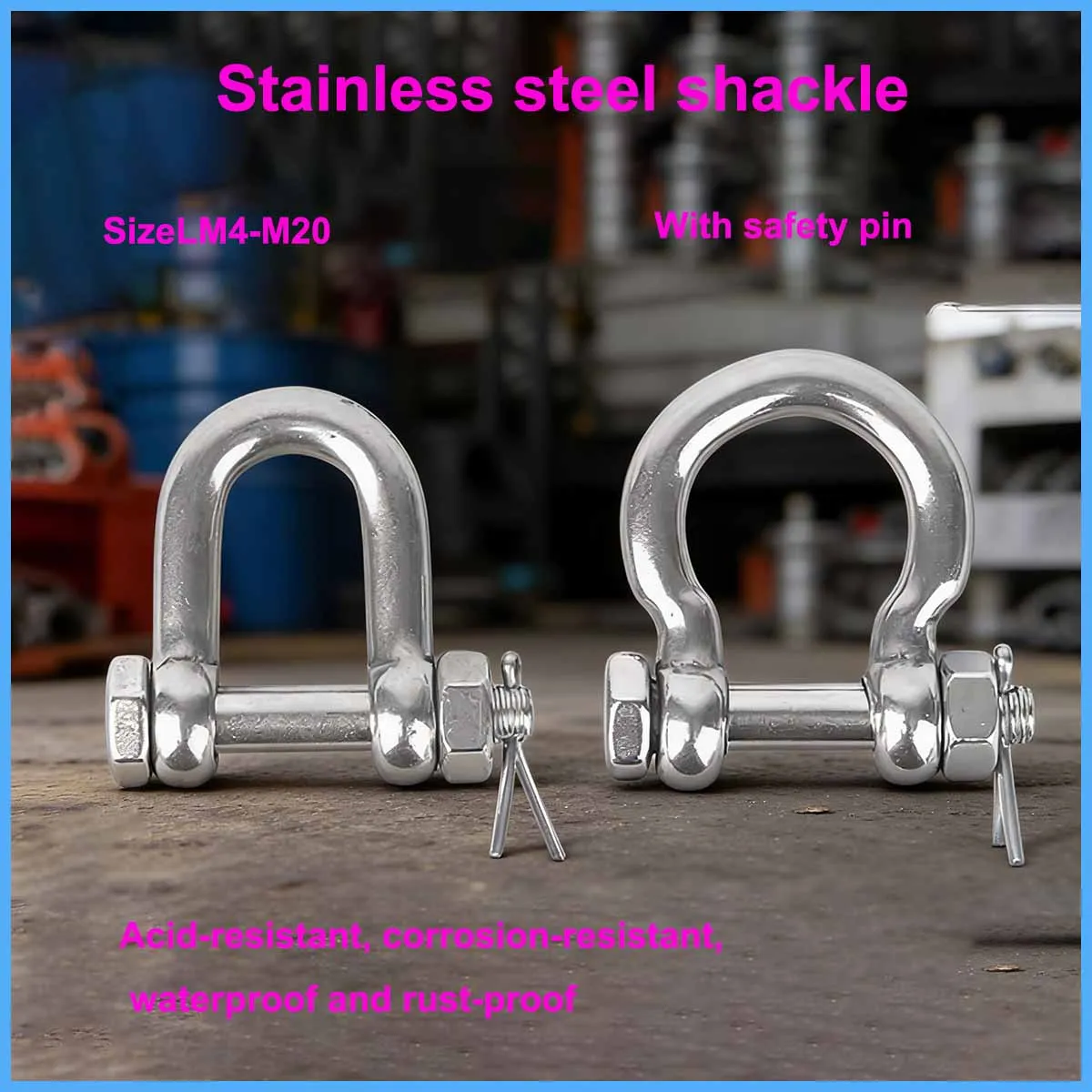 

304 Stainless Steel Lifting Ring D-Type Lifting Shackle Wire Rope Chain M4/M5/M6/M8/M10-M20