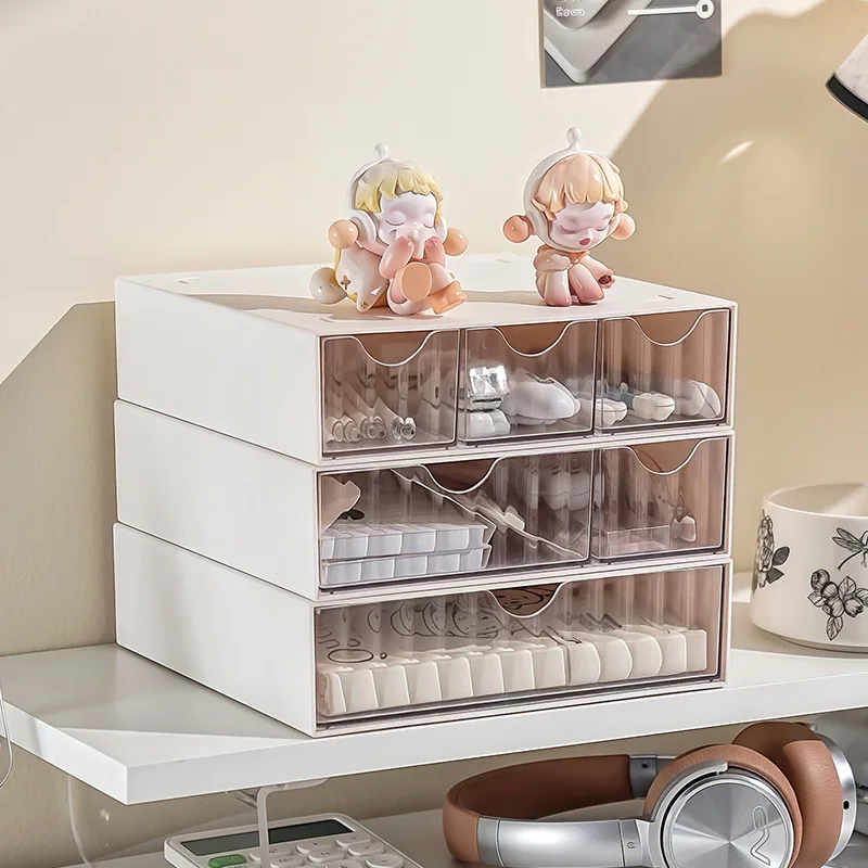 

Stackable Drawer Organizer Multi-Functional Storage Box Large Capacity Desktop Stationery Holder Space-Saving Drawer Cabinet