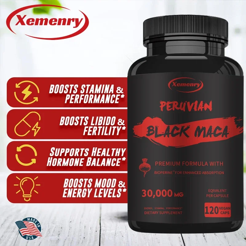 Maximum Strength Black Maca Root - 30,000 Mg - Gelatin Maca Root Extract From Peru