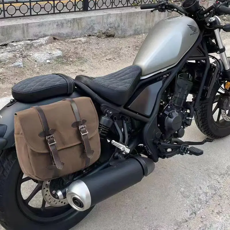 Vintage Motorcycle Bag Outdoor Waterproof Batik Canvas Bicycle Side Bag Motorcycle Bag - view 2