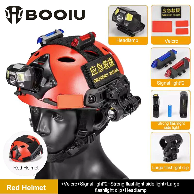 booiu-red-tactical-pj-helmet-multi-functional-rescue-adjustable-head-circumference-training-rescue-flood-control-equipment