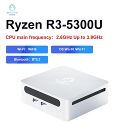 GenMachine New Mini PC AMD Ren5000 5300U Processor CPU Windows 10/11 2.7GHz Up to 3.7GHz DDR4 32GB Wifi6 HDMI pc gamer computer