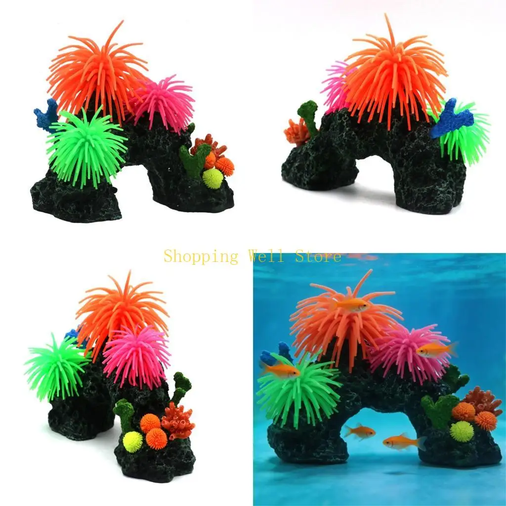 

KX4B Resins Mountain Fish Shelter Rockery Decoration Aquariums Landscaping Fish Tanks