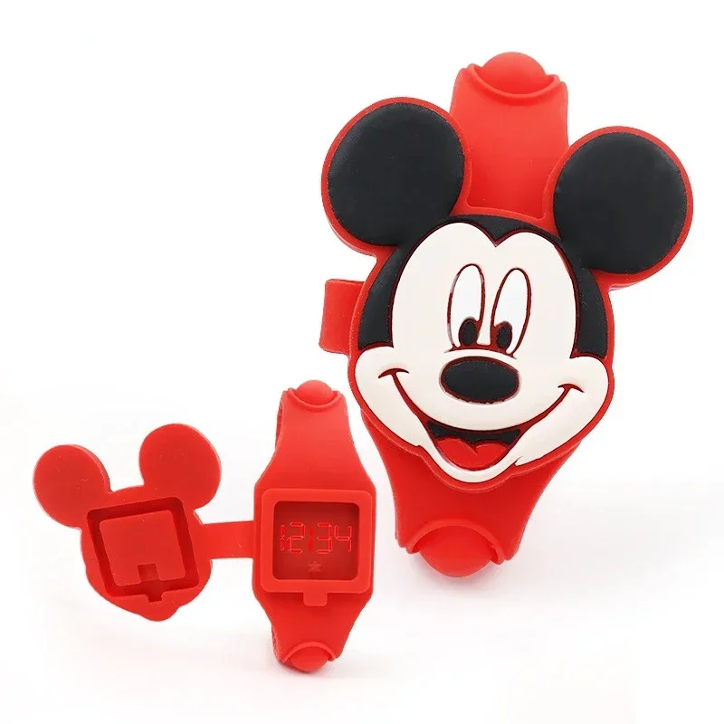 Disney Mickey Kids Watch LED Digital Watches for Boys Girls BPA Free Silicone Band Clamshell Design Fashion Children Wristwatch