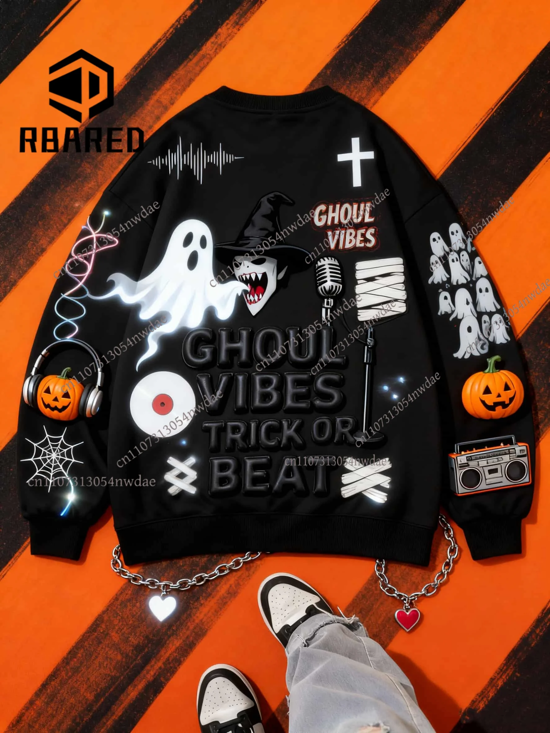 

Halloween Men's Street Hip-Hop 3Dprinting TrendyPullover-Autumn Winter Crew Neck Long Sleeve,Soft&Comfortable,Fit for Daily Wear