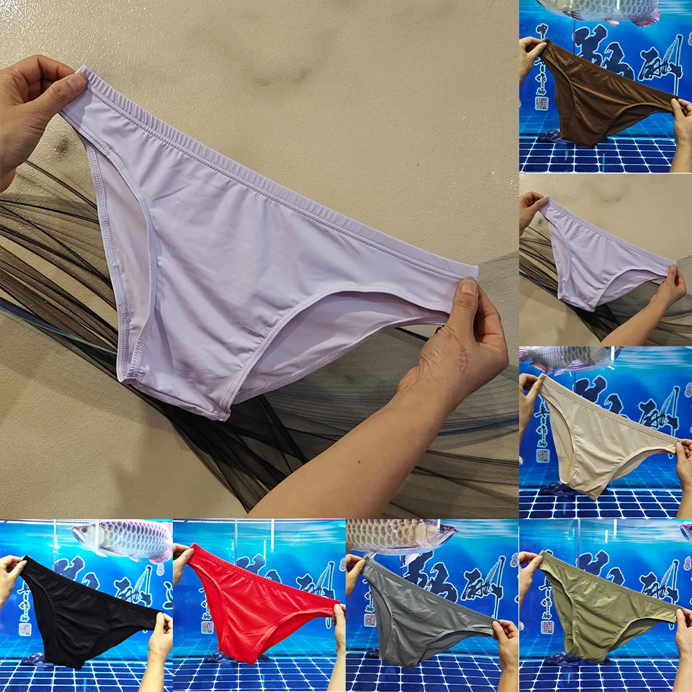 Men Underwear Briefs Low Waist No Pouch Tight Briefs Underwear Solid Breathable Erotic Panties Underpant