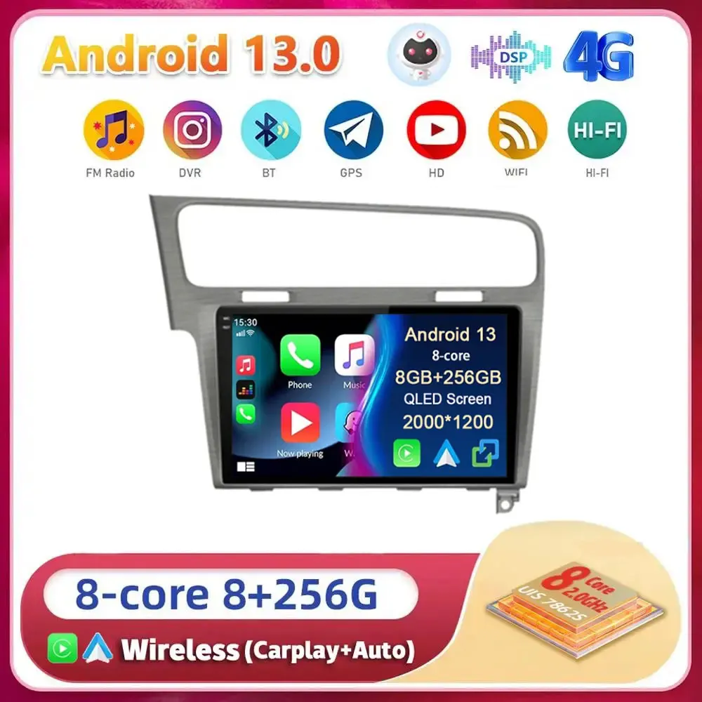 

Android13 Carplay Auto For Volkswagen VW Golf 7 MK7 GTI 2011 2012 2013 2014 - 2021 Multimedia Car Radio Player WIFI+4G BT Stereo