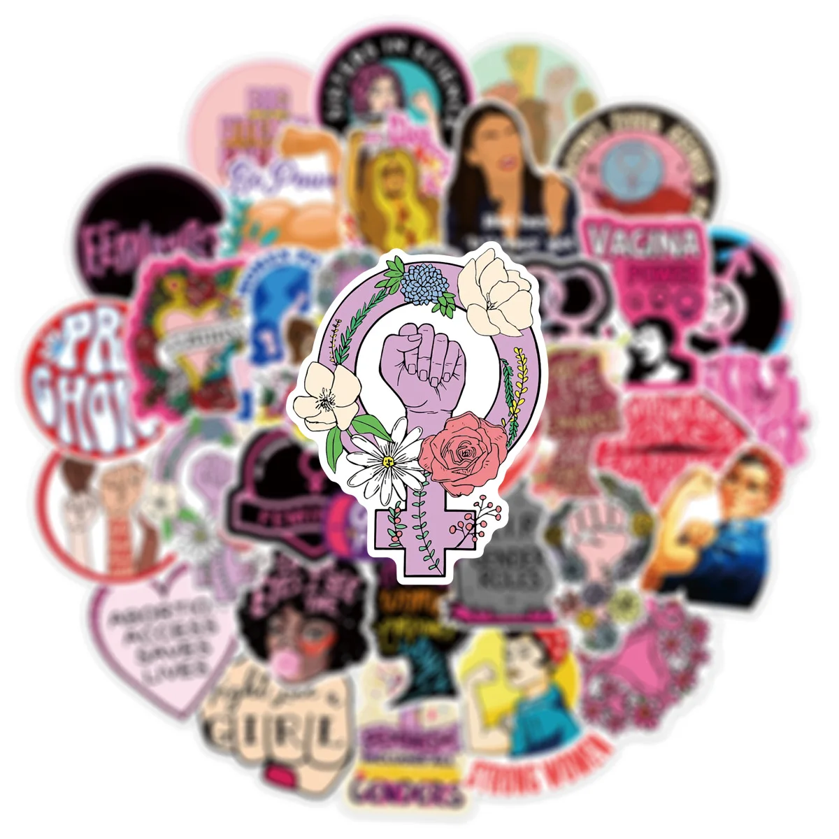 50PCS Feminism Cartoon Stickers Funny Graffiti Gender Equality Decoration DIY Toys Fridge Laptop Guitar Bike Skateboard Decals