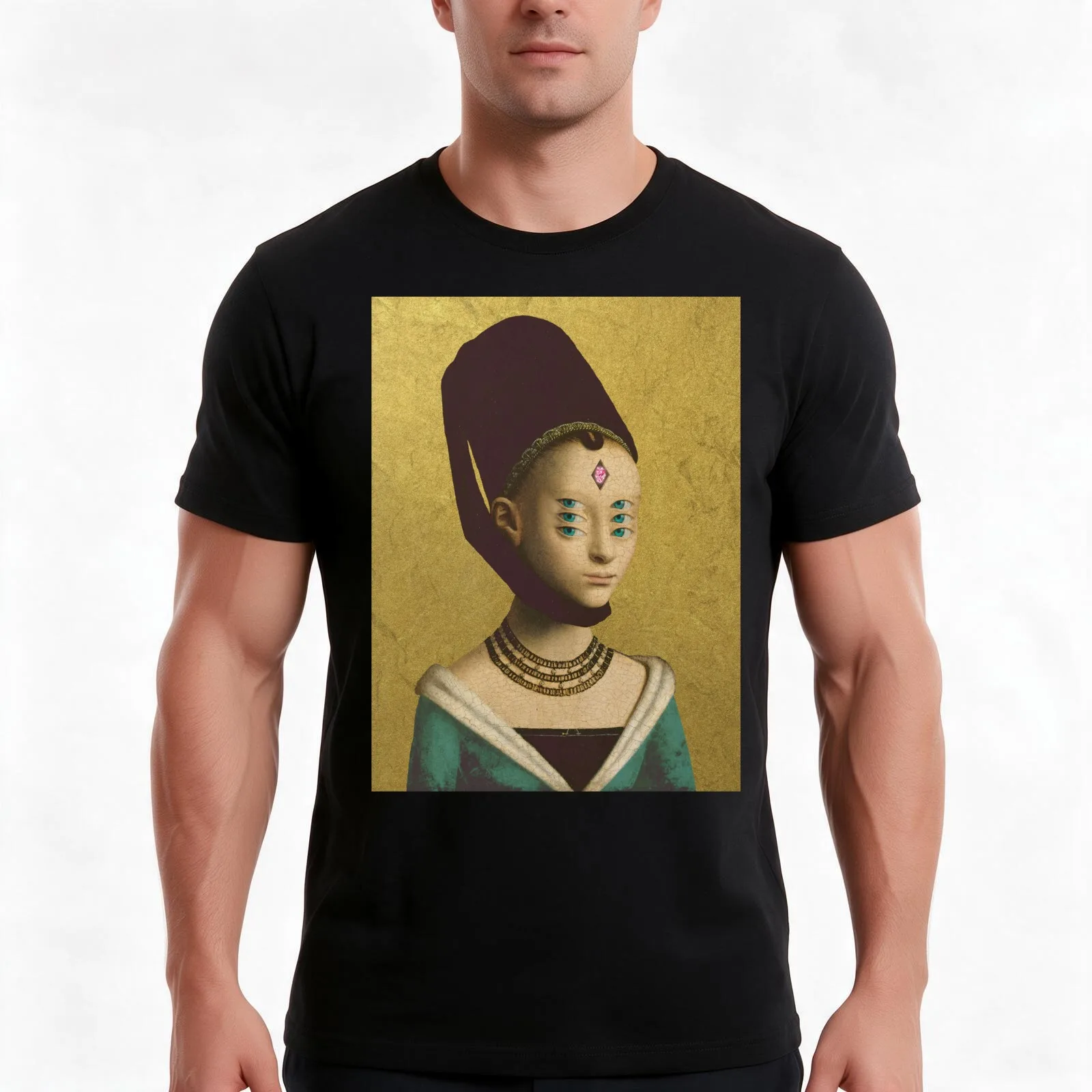 Mystique Oeil Pinéale T-Shirt, Summer Casual Cotton Tee, Oversized Streetwear Tops, Vintage Graphic Print, Unisex Men Women