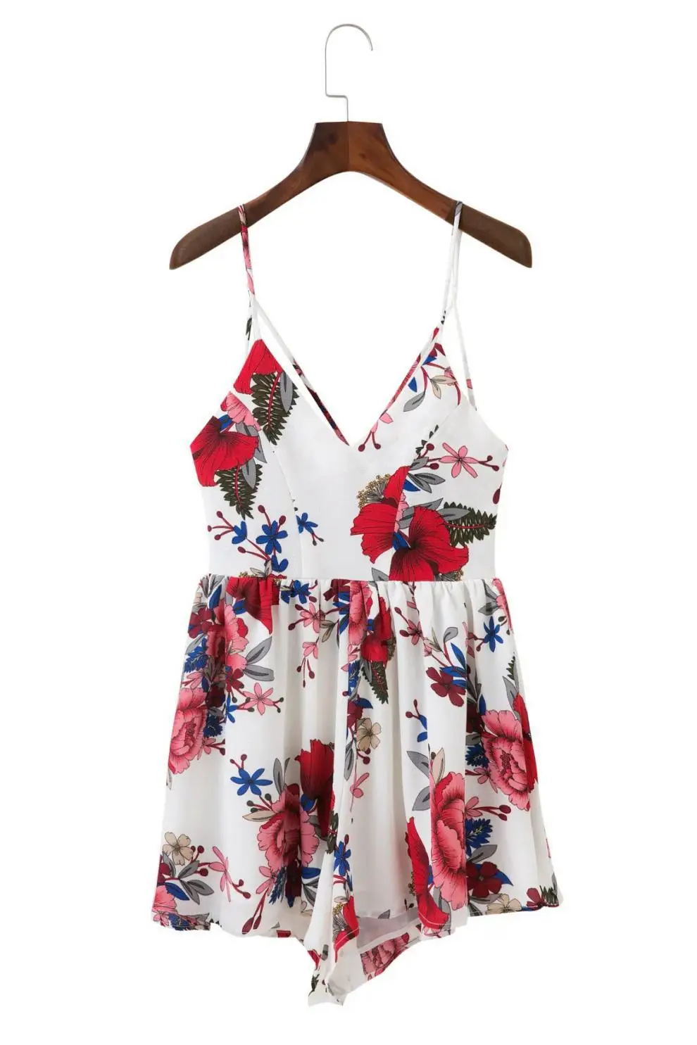 Europe and the United States printing low-cut backless Paris beads jumpsuit halter trousers dress spot