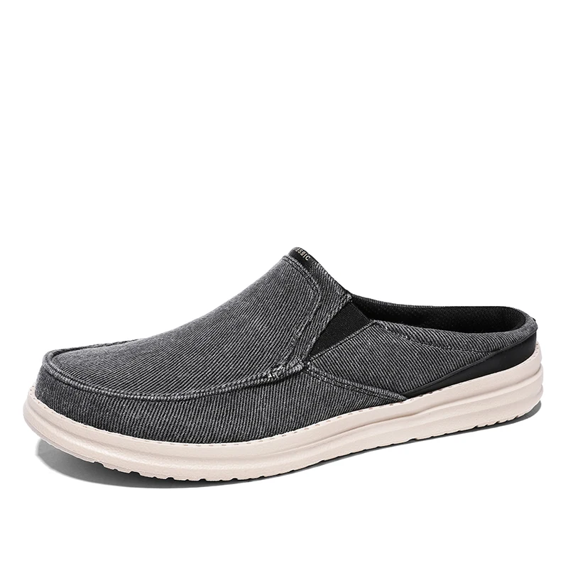 

Men Summer Fashion Canvas Casual Mules Male Breathable Comfy Canvas Half Loafer Slippers Concise Leisure Sandals Plus Size 39-47