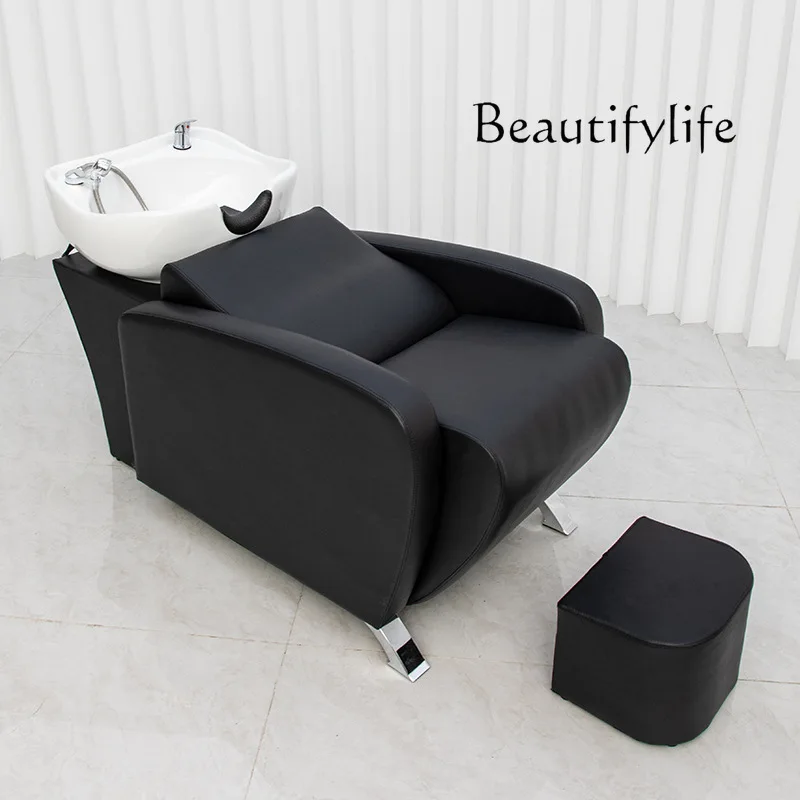 Massage shampoo bed, special ceramic basin for hair salon, semi-lying flush bed