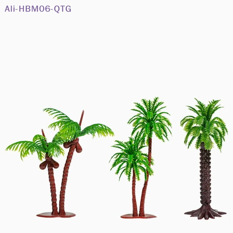 5PCS DIY Park Rainforest Train Railroad Decor Dollhouse Simulation Coconut Palm Tree Model Building Landscape Miniature Tree