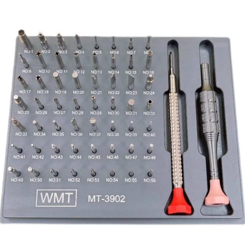 MT-3902 Watch Repair Tool 56 Bits Special Screwdriver Interchangeable Tips for Clock Maintenance