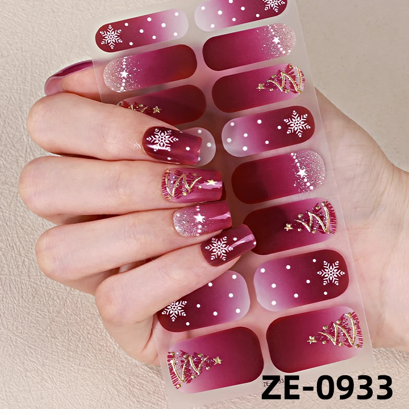 16 Tipps DIY backfreie Nagelaufkleber Glitzer Weihnachten Schneeflocke selbstklebende Nagelfolien vollständige Abdeckung Maniküre Dekoration Nagelaufkleber