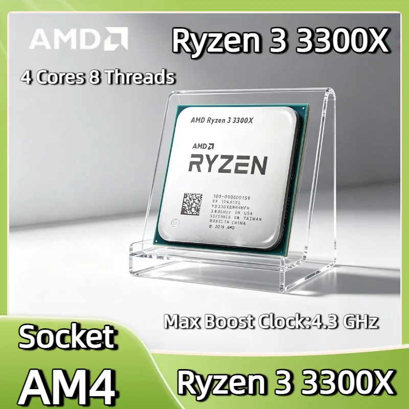 

High Performance AMD R3 3300X CPU 4 Core 8 Thread 4.3GHz Max Boost 7nm AM4 16MB L3 Cache 65W DDR4 3200MHz Desktop Tray
