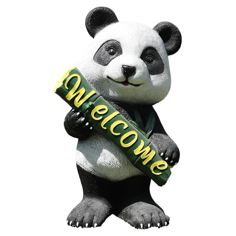 

Panda Garden Landscape Fiberglass Sculpture Lawn Decoration Eating Bamboo Panda Garden Garden Ornament