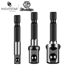 3 Stück schwarzer Chrom-Vanadium-Stahl-Sockel adapter Sechs kant schaft auf 1/4