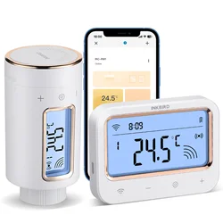 INKBIRD Wifi Thermostatic Radiator Valve Reversible Screen APP Remote Temperature Controller with High Low Temperature Alarm