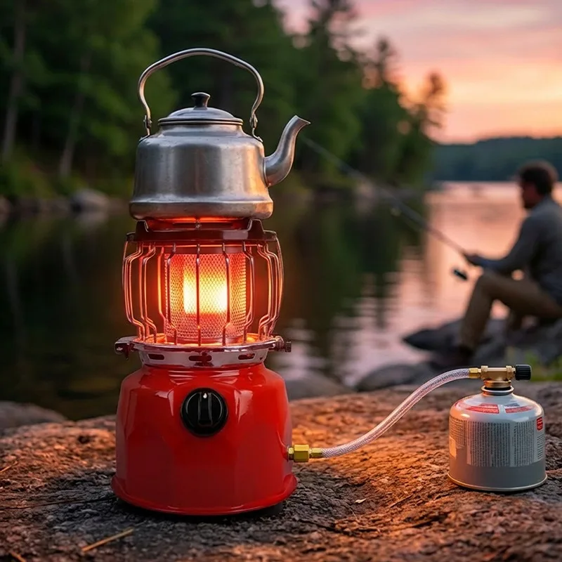 Mini Portable Gas Heater Camping Stove, Windproof Multifunctional Handheld Gas Furnace for Outdoor Ice Fishing Hiking Heating