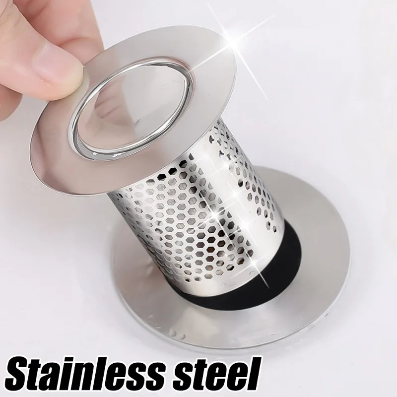 Pop-Up Bounce Core Stopper Stainless Steel Floor Drain Filter Washbasin Anti Odor Plugs Wash Basin Hair Catcher Sink Strainers