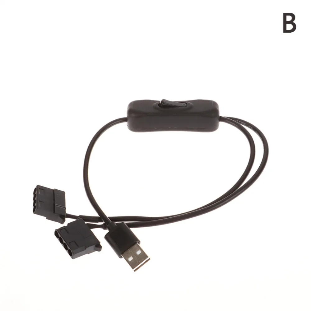 New 1 To 2 USB Cable 4 Pin With Switch Power Switch Adapter Cable 40cm On Off Switch 12V To 5V Adapter
