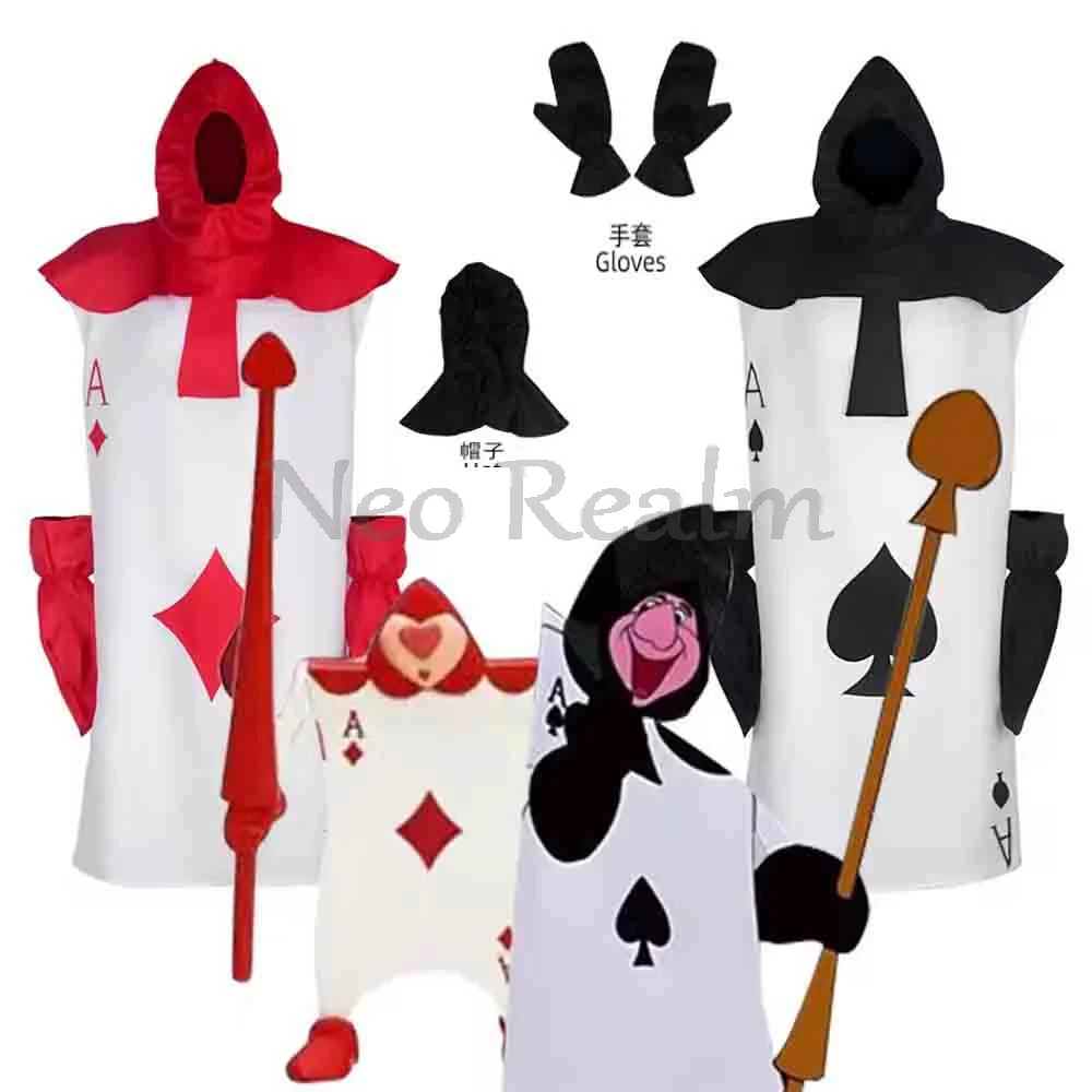 Anime Alice Story Karten-Soldaten Cosplay-Kostüm Spielkarten-Outfit für Erwachsene Rot & Schwarz Halloween-Party Ostern