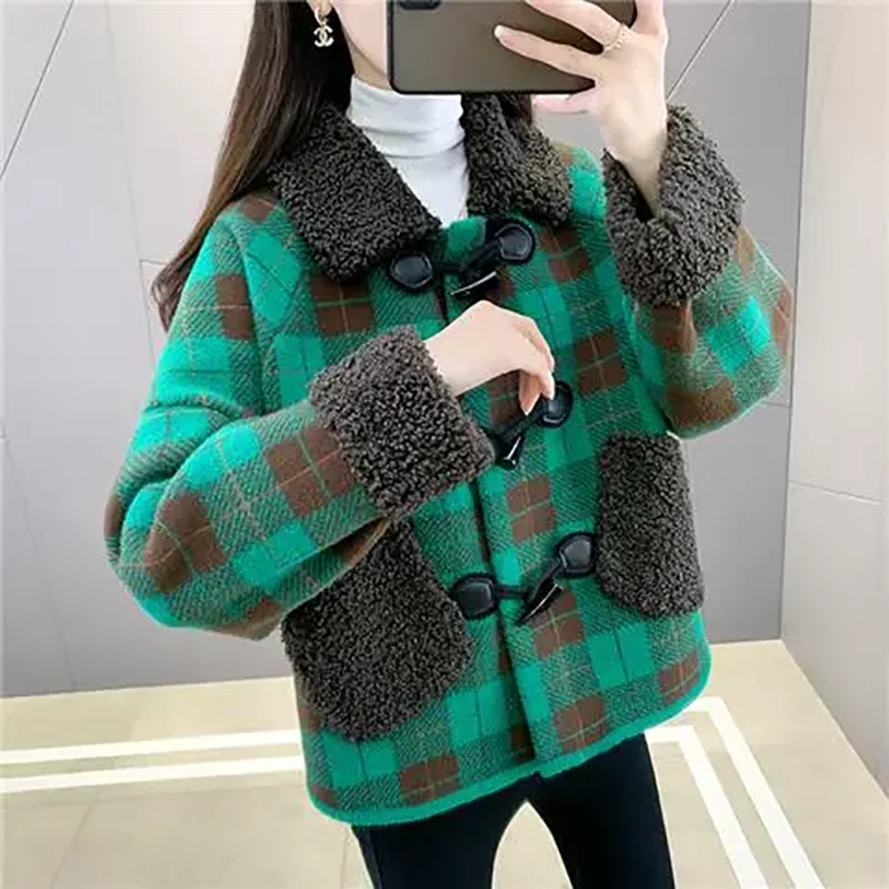 Gefrituurde Streetjack Vrouwen Overjas Herfst Winter Nieuwe Dikke Warme Parker Jas Losse Stiksels Geruite Nertsen Fleece Vest Jas