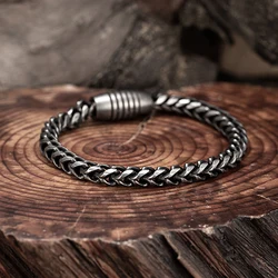New Personalized Motorcycle Stainless Steel Bracelet For Men Women's Retro Chain Motorcycle Chain Bracelet Magnet Buckle Design