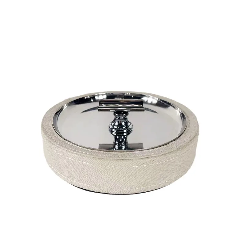 

Скандинавская кожаная пепельница из нержавеющей стали для гостиной, офиса, пепельница для сигар, роскошное мужское подарочное украшение