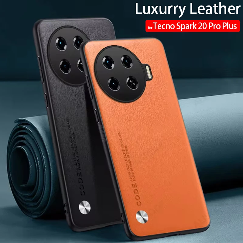 Shockproof Funda for Tecno Spark 20 Pro Plus (6.78 inch) Case Luxury Fiber Texture PU-Leather Capa for Tecno Spark 20 Pro+ Cover