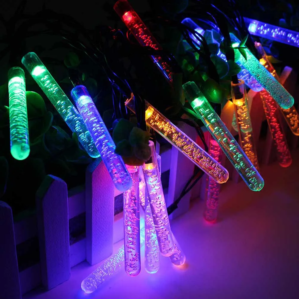 Bubble Column Acrylic Solar LED Light String Color Lamp