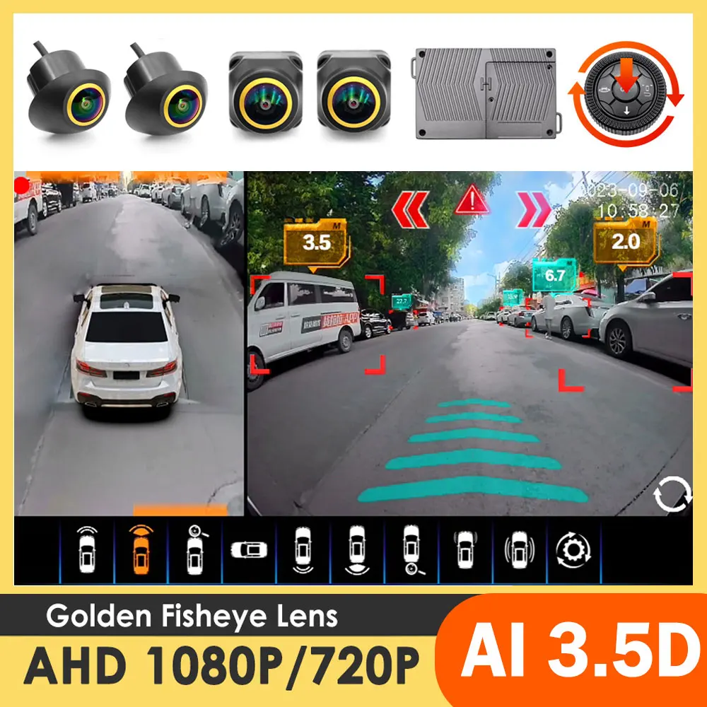 

AI 3.5D 360 Camera For Car 1080P Rear/Front/Left/ Right View DVR Video Recorder With AI Intelligent Around View Camera Universal