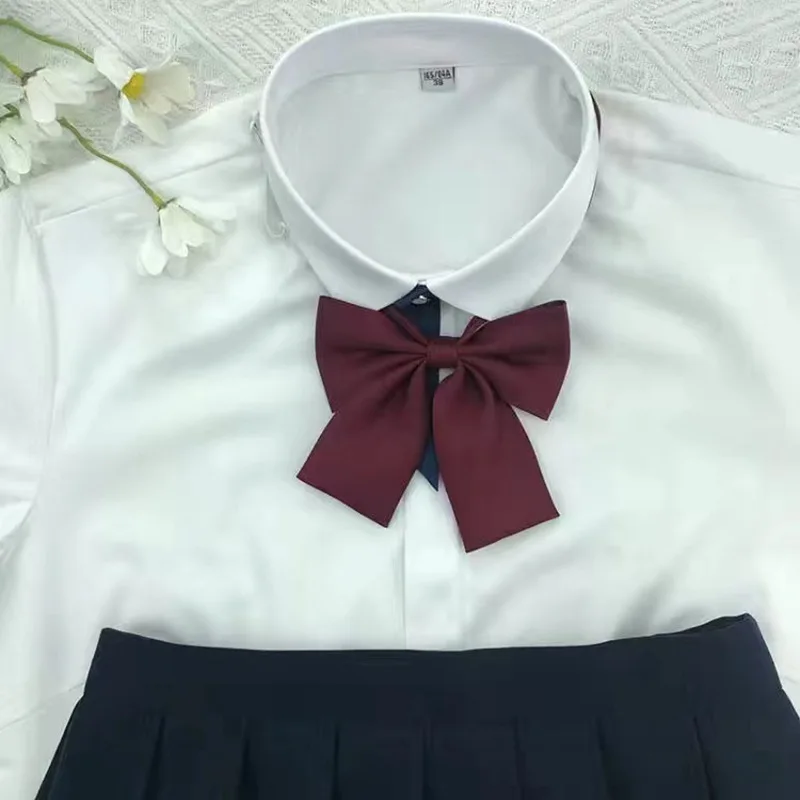 JK Bowties Female Solid Brown Color Bow Ties Student Academy Style Shirt Collar Neckwear Big Bowknot Formal Dress Accessories