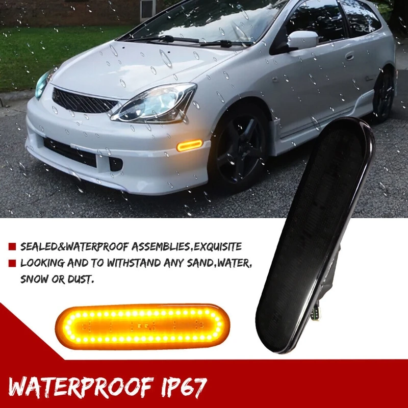 4 pçs/set carro led lado marcador luz fender lâmpada para honda civic si ep3 3 3 portas 2002-2005 (luz âmbar + luz vermelha)