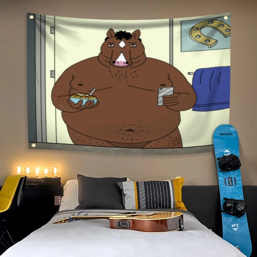 B-Bojack Flag H-Horseman Funny Banner Tapestry Outdoor Decors Garage Decoration Funny Flags For Bedrooms Flaga