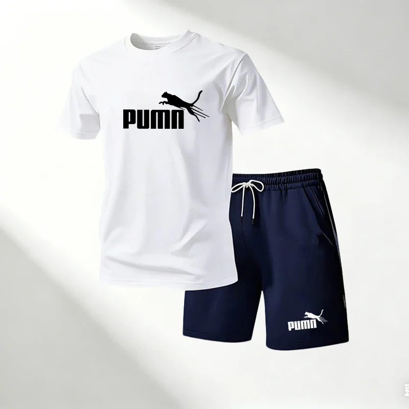 Heißer Verkauf 2026 Herren T-Shirt-Sets O-Ausschnitt Kurzarm + Sportshorts Schnelltrocknend Lässige Streetwear für Zuhause und Outdoor Laufen 2-teilig