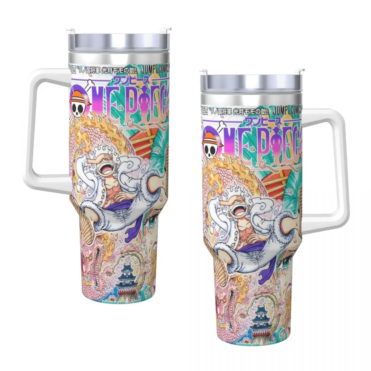 O-One Anime P-Piece Tumbler Hot Drinks Water Bottle Keep Heat Stainless Steel Thermal Mug Graphic Travel Car Mugs