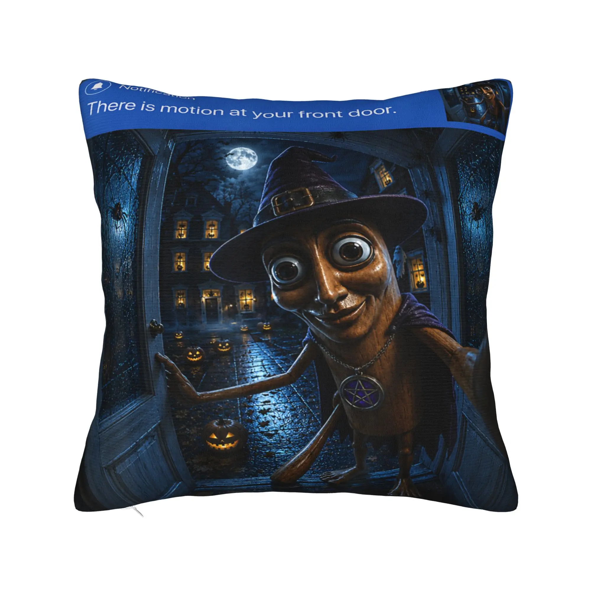 There is Motion at Your Front Door Tung Tung Sahur Halloween Pillow Case Design Pillow Cover For Sofa Car Home Decor Pillowcases