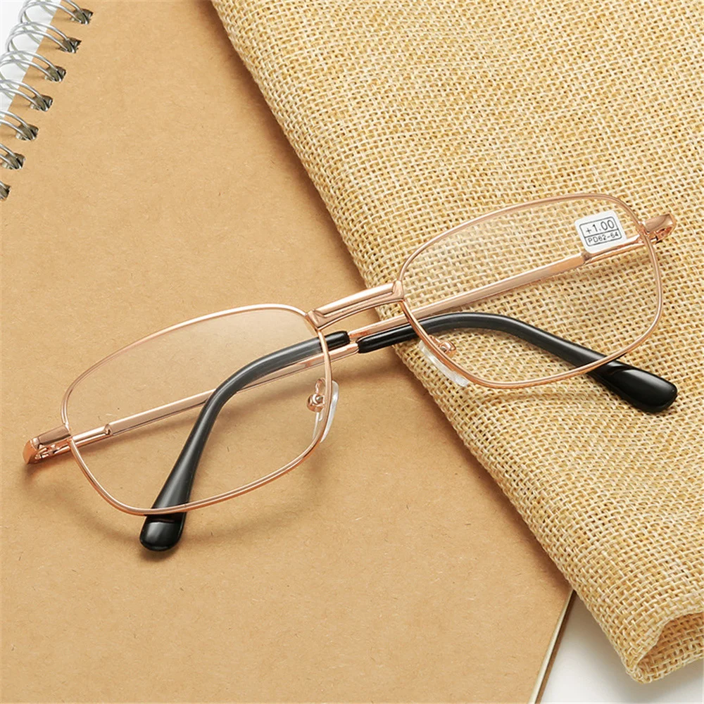 KLASSNUM Fashion Classic Metal Frame Reading Glasses Portable Men Women Myopia Glasses Square Eyeglasse Prescription +1.0 To 4.0