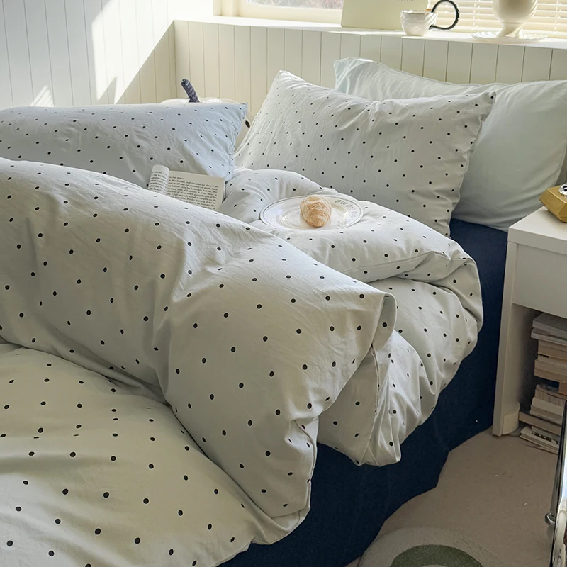 Ins Super Soft Mother and Baby Skin Friendly Cotton Four Piece Set Washed Cotton Quilt Set Bed Sheet Three Piece Set Female