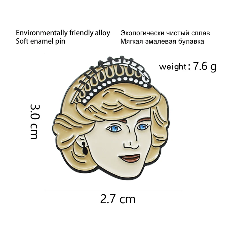 Anniversary Princess Diana Brooch fashion Button Art Princess Diana Spencer Enamel Pins For women Lapel Badge Jewelry Gift