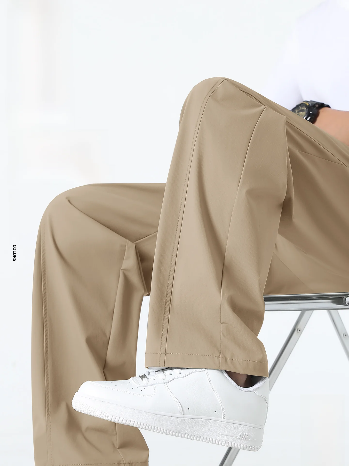 

Мужские брюки из ледяного шелка прямого кроя, летние, с защитой от солнца, свободные, повседневные, модные, городские, стильные