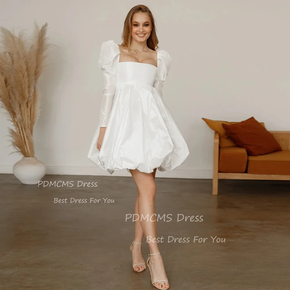 

Charming A Line Short Wedding Dresses for women 2024 Satin Square Neck Simple Mini Bride Gowns Formal Party Dress Cocktail Wear