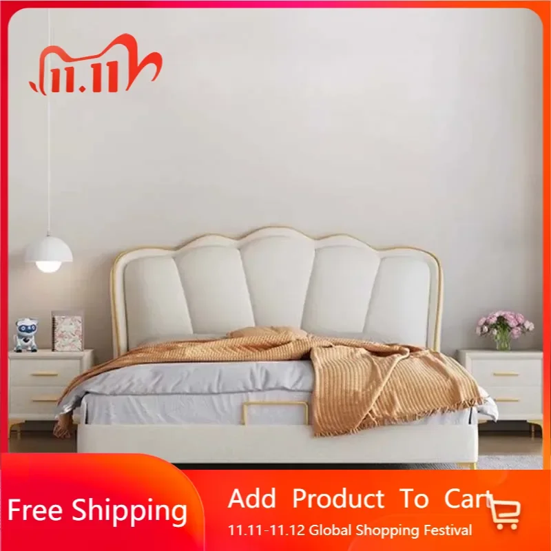 

Unique Pretty Double Bed Simple Storage French Style Comferter Queen Bed Modern Wood Italian Cama Matrimonial Bedroom Furniture